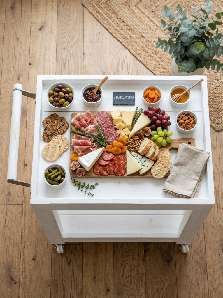 firefly geminiflash please generate images of a charcuterie cart with no branding and no people, and it m 715698
